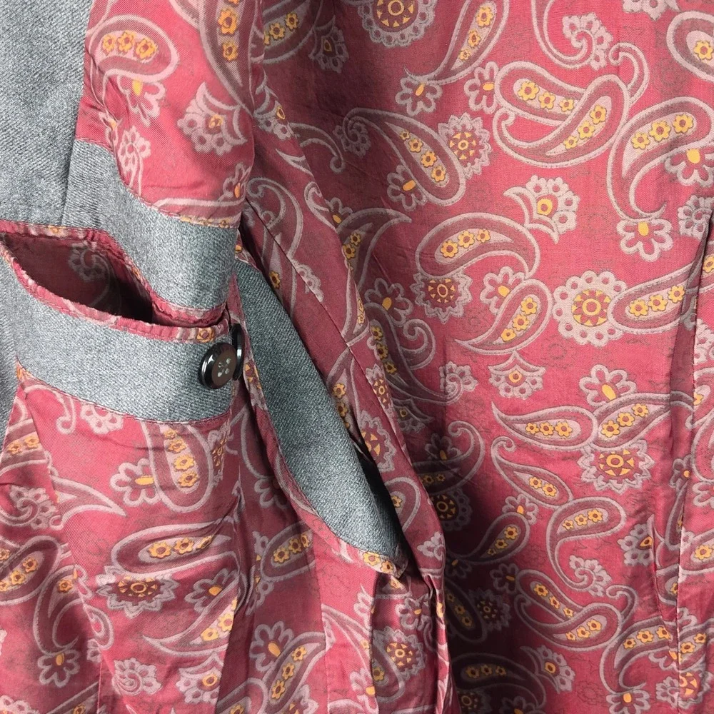 Victor of Hong Kong Blazer Mens 46 Grey Excellent Wool Paisley Lining Vintage